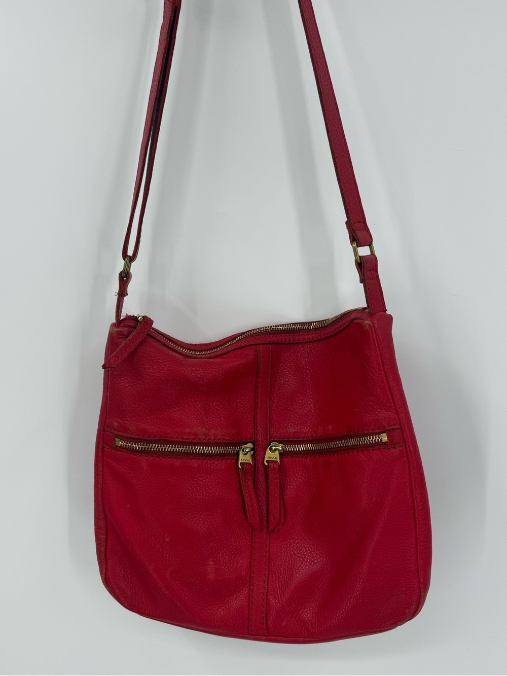 Fossil Long Live Vintage Leather Crossbody Bag | Red